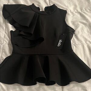 NWT Lulu’s Black Sleeveless Peplum Dressy Top Size XS
